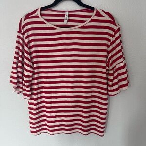 2Hearts Red White Striped Shirt Size Small